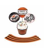 BLACK &amp; ORANGE CUPCAKE COLLARS W/PICKS - Party Supplies - 100 Pieces - $8.19