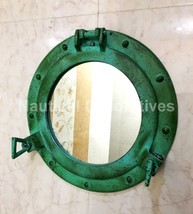 Antique Green Ships Sea Sailing Porthole Mirror 11&quot; Nautical Home Decor - $50.96