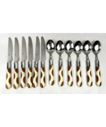 Vintage Inox Flatware Cutlery Spoons Knifes MCM Polka Dot Stainless 12 P... - $72.00