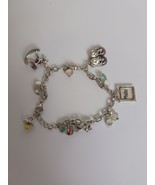 Avon Silver Toned Baby Charm Bracelet Pink Shoes Rocking Horse Teddy Bea... - $184.94 MXN