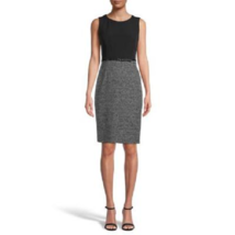 New Kasper Black Gray Belted Career Sheath Tweed Dress Size 16 $89 - £64.51 GBP