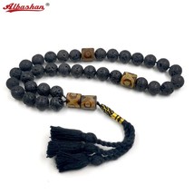 Black Tasbih Men Big size lava stone turkish prayer beads muslim bracelet Natura - £73.61 GBP