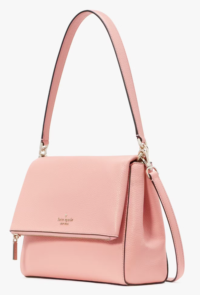 Kate Spade Leila Peachy Rose Pink Medium Flap Shoulder Bag K6029 NWT $399 FS