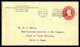 1909 US Cover FRONT ONLY- New York New Haven Hartford Railroad, New Haven, CT L8 - £2.34 GBP