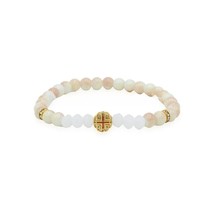Religious Christian Jewelry White Beads Enamel Cross Elastic Stylish Bra... - $184.16 MXN