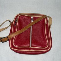 Cristina In Pell Red  Pebble Leather Crossbody Handbag Made in Italy - $39.60