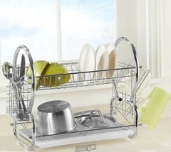 Home Basics Space-Saving Chrome Dish Rack - £17.45 GBP