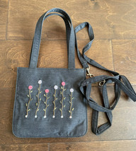 Small Floral Embroidered Denim Bag New With crossbody strap  - £11.94 GBP