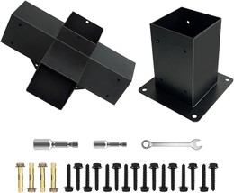 4-Way Right Corner Pergola Brackets Kit, Woodwork Brackets With Post, 2 Pack - $64.99