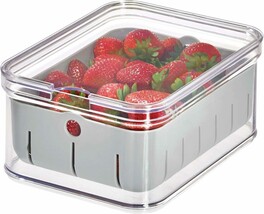 Idesign Recycled Plastic Crisp Produce Storage Containers With Lid, Clear/Gray - £34.71 GBP