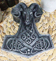 Viking Ram Skull Thor Hammer Mjolnir With Runes Knotwork Decorative Jewe... - $38.99