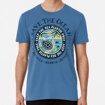 Save Ocean Keep Sea Plastic Free Turtle Scene S to 5XL Made in USA T-Shirt - $22.80