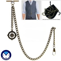 Albert Chain Bronze Pocket Watch Chain for Men Compass Design Fob AC09N - £14.17 GBP