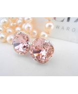 Wedding Swarovski Earrings / Bridal Cushion Cut Stud Earrings / Vintage ... - £25.57 GBP