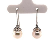 Akoya Pearl Earrings 14 KT Yellow Gold 9.16 mm Certified $1,390 017528 - £371.23 GBP