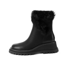 Genuine Leather Boots Women Winter Keep Warm Snow Boots Real Leather Plush Keeps - £142.63 GBP