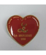 Vintage 1988 Greenfield Indiana Lioness Club 5th Anniversary Heart Lapel... - $7.47 CAD