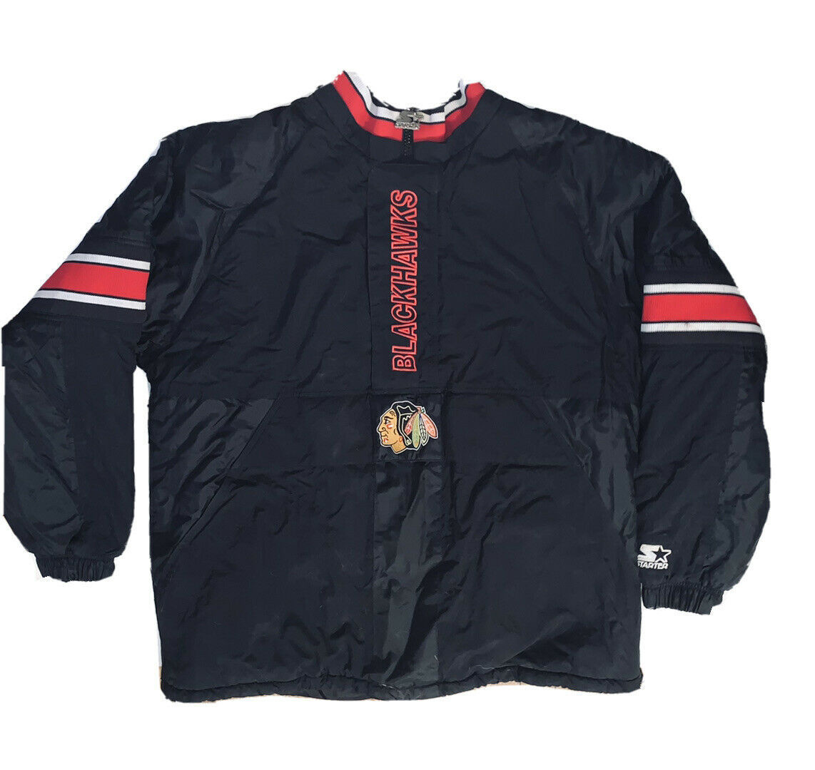 Primary image for Vintage Chicago Blackhawks Starter Pullover Jacket NHL puffer Coat Rare L
