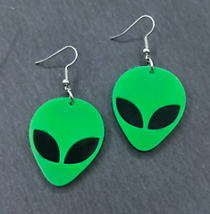 Acrylic Alien Head #2 Earrings ufo jewelry ladies dangle new JL703 new novelty - £5.30 GBP