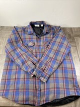 Sears The Men’s Store Jacket Mens Large Blue Long Sleeve Button Up Plaid - £22.21 GBP