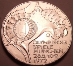 Unc Silver Germany 1972-F 10 Mark~Munich Olympics~Faster Higher Stronger~Free Sh - £19.85 GBP