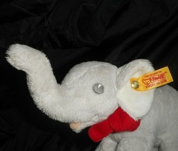 Steiff 238246 Trampili Grey Baby Elephant Red Bow Stuffed Animal Plush Toy Soft - £29.61 GBP