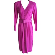 NEW Fuchsia Long Sleeve Button-front Belted Dress Size 6 - £23.03 GBP