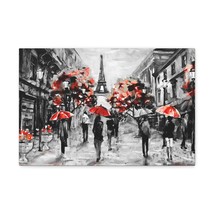 Eiffel Tower Street View Umbrella Paris France Canvas Artwork Breathtaking Fren - £72.30 GBP+