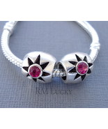 Pink Crystal Charm European Large Hole Bead Lot 2pcs For Charm Bracelets... - £3.15 GBP