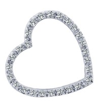 Donna Solitario 14k Oro Bianco 0.30ct Diamante Cuore Love Ciondolo -mothers Day - £310.48 GBP