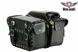 Waterproof PVC Motorcycle Saddlebag With Quick Release &amp; Studs Biker Uni... - £51.27 GBP