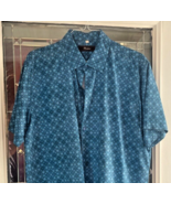 Rossini Shirt Mens XL Blue Geo Print Stretch Camp Short Sleeve Button Up... - $296.98 MXN