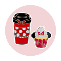 Minnie Mouse Disney Pins: Latte Coffee Cup and Cutie Cupcake - $457.90 MXN