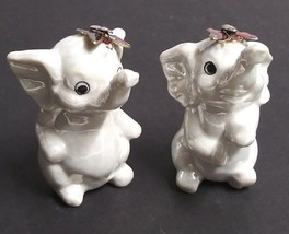 Pair of Iridescent Baby Elephant with Butterfly On Head Figurines 2.5&quot;h ... - $29.99