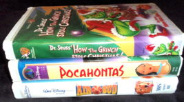How The Grinch Stole Christmas, Air Bud, Pocahontas Vhs Tapes Set Of 3 Clam Case - £18.13 GBP