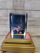 Buck Deer &amp; Fawn Crytal Cube 3 x 2&quot; Crystal &amp; Multi Lighted Display - £16.23 GBP