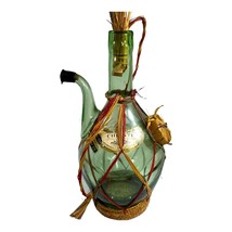 Vintage 1970 Italian Chianti Wine Decanter Bottle Army Sticker Straw Ice Chamber - $46.74