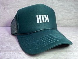 New I Am Him Dark Green Hat 5 Panel High Crown Trucker Snapback Vintage - £13.88 GBP