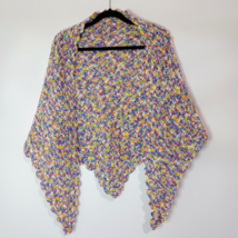 Handmade Crocheted Shawl Triangle Multicolor Grannycore, Cottagecore, Retro - £26.89 GBP