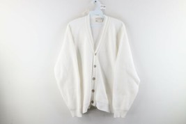 Vtg 70s Rockabilly Womens XL Distressed Ribbed Cotton Knit Cardigan Swea... - £47.33 GBP