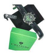 Croton Chronomaster Octopus II Leather Date Watch Mens CC311161BKGR Scuffed - £75.84 GBP