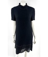 VTG J Kara Dress Size M Black Silk Allover Beaded High Neck Evening Cock... - $84.15