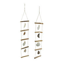 Scallop Sea Shell Driftwood Ladder Hanging Home Décor Set of 2 - £20.23 GBP