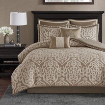 Madison Park Odette Cozy Comforter Set Jacquard Damask Medallion, Tan 8 ... - £75.80 GBP