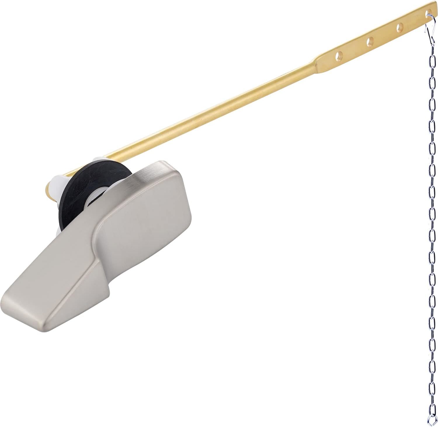 Front Mount Toilet Tank Flusher Lever With Flapper Chain, Brushed Nickel, - $31.96