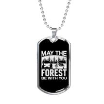 Camper Necklace Forest Be With You Necklace Stainless Steel or 18k Gold Dog Tag - £37.06 GBP+