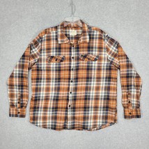 Mountain Warehouse Men&#39;s Flannel Shirt Long Sleeve Orange Plaid 3XL - $18.25