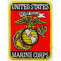 US Marine Corps Logo Rectangle Iron-On Patch - £7.16 GBP