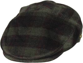 Epoch Hat Mens L/XL Olive Green  Plaid Flat Cap Fitted Wool Newsboy Ivy ... - $23.99