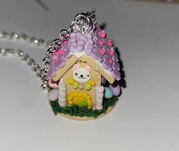 Easter Gingerbread House Necklace Silver Charms Holiday Decorated Cookie House - £7.61 GBP